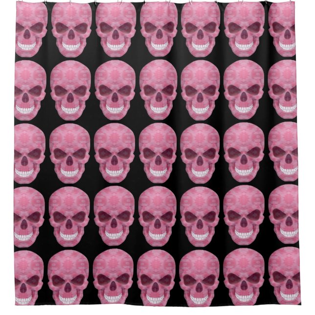 Pink Camouflage Skull Shower Curtain (Front)