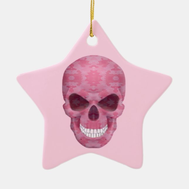 Pink Camouflage Skull Star Ornament (Front)