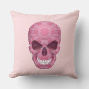 Pink Camouflage Skull Throw Pillow