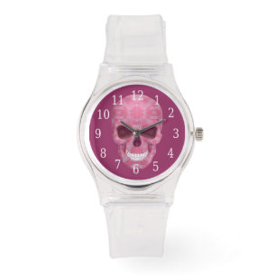 Pink Camouflage Skull Watch