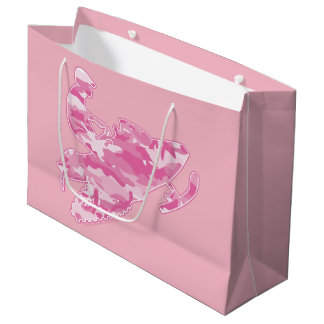Pink Camouflage Snowmobiler Large Gift Bag