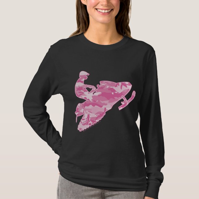 Pink Camouflage Snowmobiler T-Shirt (Front)