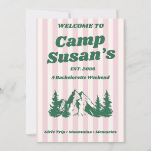 Pink Camp Bachelorette Invitation Editable