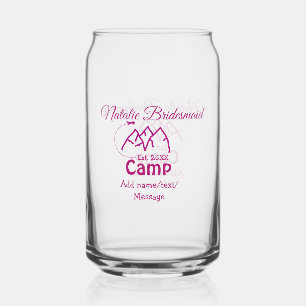 Pink camp bridesmaid add name date year bacheloret can glass