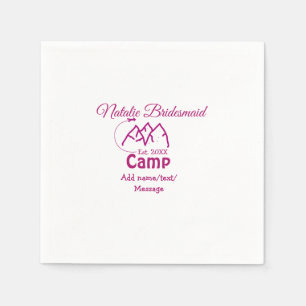 Pink camp bridesmaid add name date year bacheloret napkin