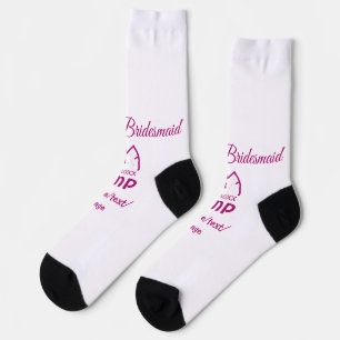 Pink camp bridesmaid add name date year bacheloret socks