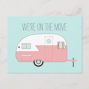 Pink Camper Announcement Postcard