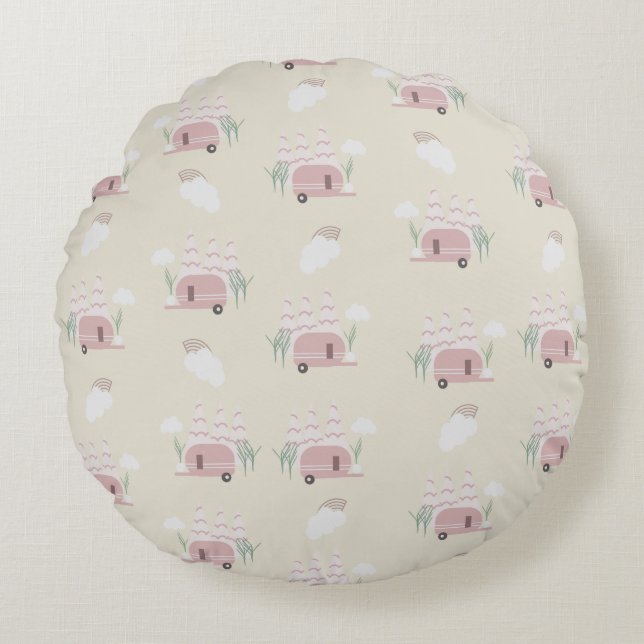 Pink Camper Earthy Pattern  Round Cushion (Front)