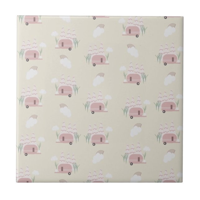 Pink Camper Earthy Pattern Tile (Front)