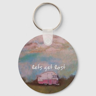 Pink Camper in the field Key Ring