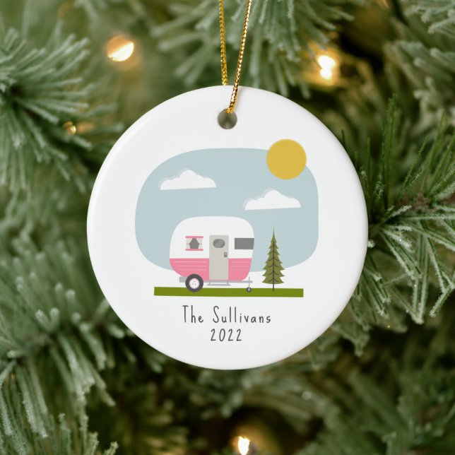 Pink Camper Woodland Ceramic Tree Decoration (Tree)