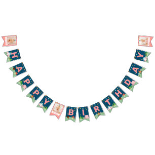 Pink Camping Birthday Girls Camp Out Party Photo Bunting