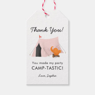 Pink Camping Birthday Party Camp-tastic Favour Gift Tags