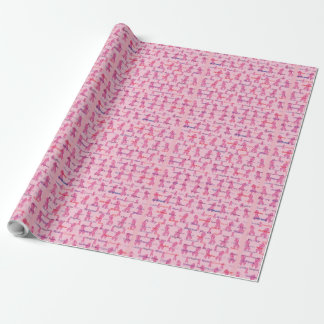 Pink Cancer Ribbons for Support Wrapping Paper