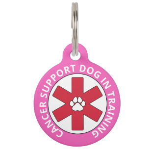 Pink Cancer Support Dog In Training Pet Tag