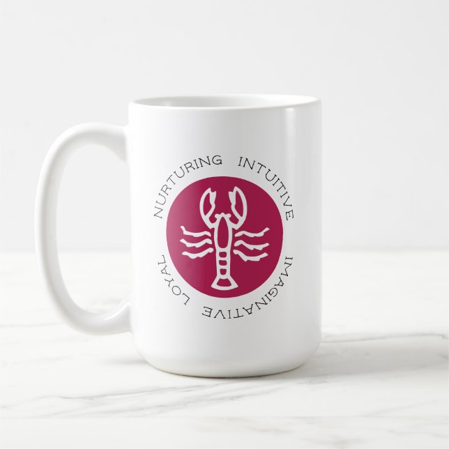 Pink Cancer Zodiac Star Sign Personality Trait Coffee Mug (Left)