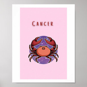 Pink Cancer, zodiac, star sign print