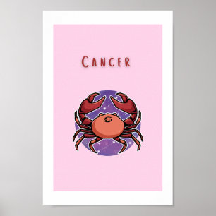 Pink Cancer, zodiac, star sign print