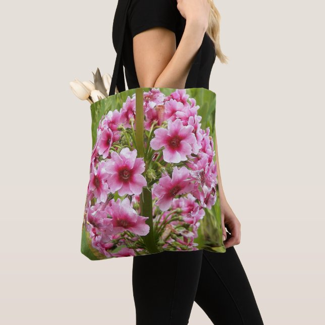 Pink Candelabra Primula Floral Tote Bag (Close Up)