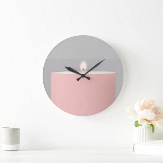 Pink Candle Acrylic Large Clock