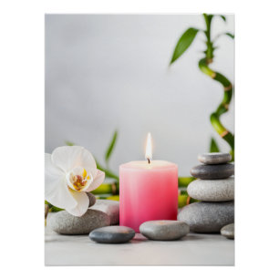 Pink Candle and Orchid – Zen Still Life Decor