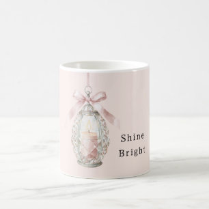 Pink Candle Bow Shine Bright Coffee Mug