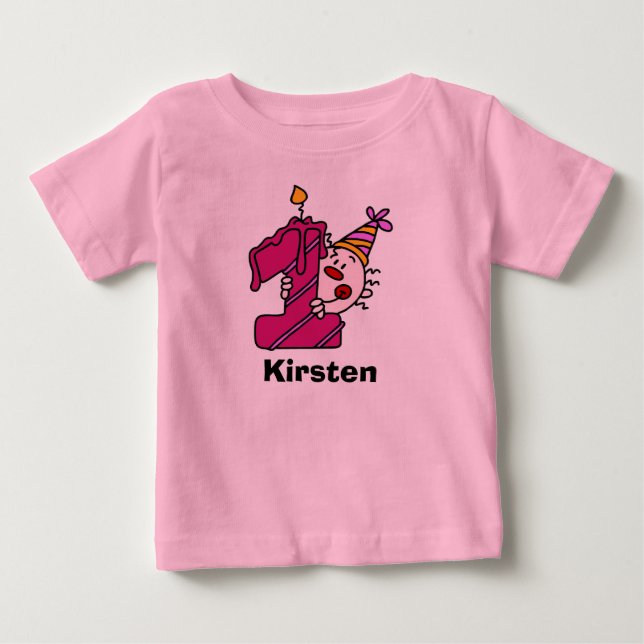 Pink Candle Clown First Bithday T-shirt (Front)