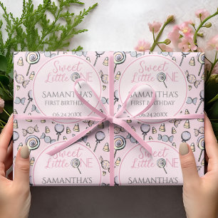 Pink Candy Baby Shower Sweet Little One Wrapping Paper