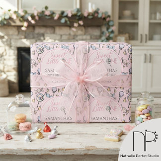 Pink Candy Baby Shower Sweet Little One Wrapping Paper