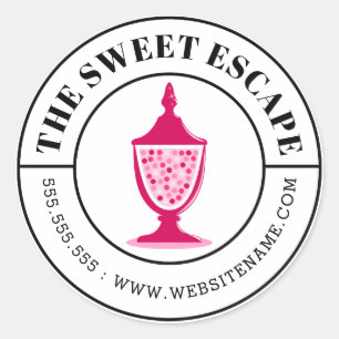 Pink Candy Buffet Curved Text Classic Round Sticker