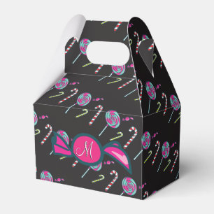 Pink Candy Cane Bonbons Monogram Favour Box