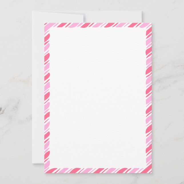 Pink Candy Cane Border Christmas Blank Custom Text Invitation (Front)