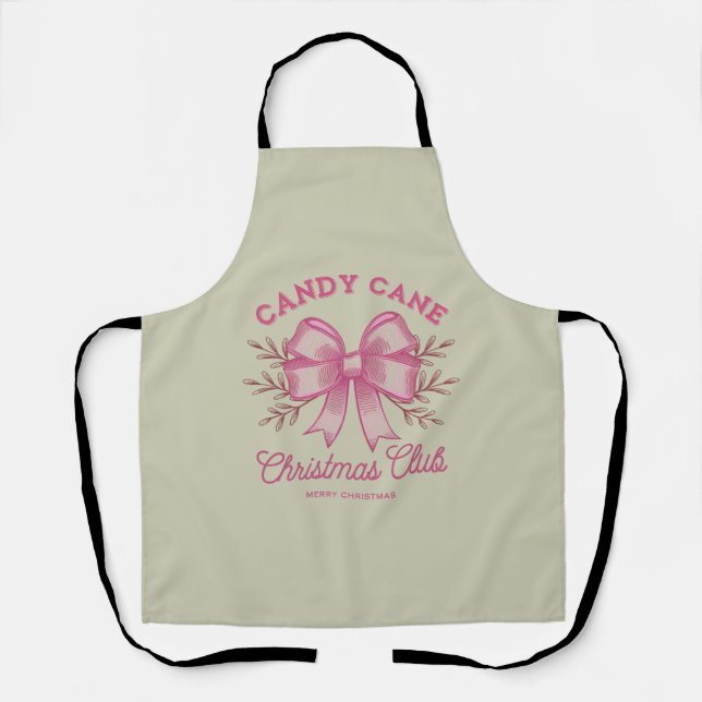 Pink Candy Cane Christmas Club Xmas Season  Apron (Front)