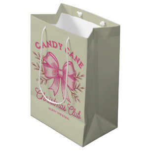 Pink Candy Cane Christmas Club Xmas Season  Medium Gift Bag