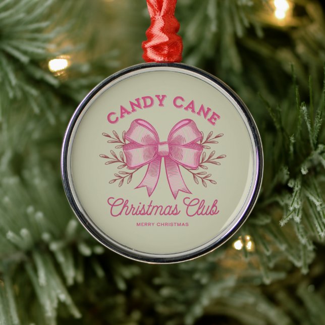 Pink Candy Cane Christmas Club Xmas Season  Metal Tree Decoration (Tree)