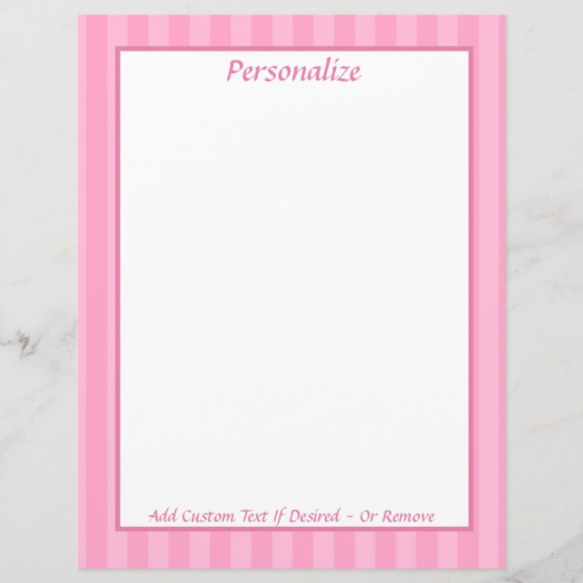 Pink Candy Cane Cute Personalise Stationery Paper (Front)