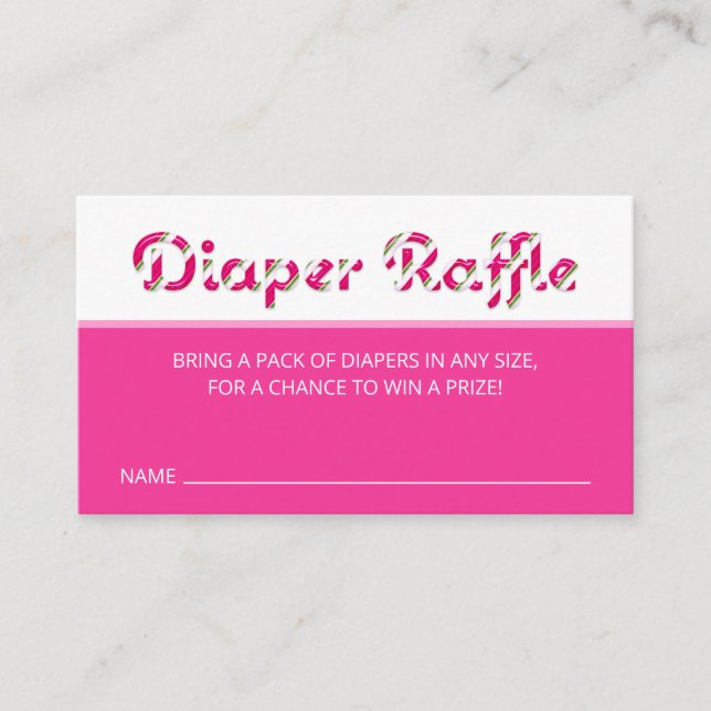 Pink Candy Cane Diaper Raffle Insert Card (Front)