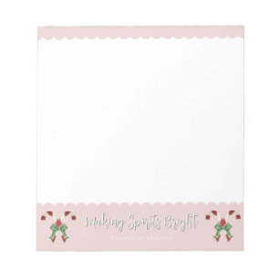 Pink Candy Cane Festive Personalized Notepad