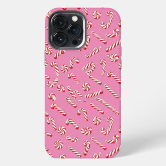 Pink Candy Cane Pattern iPhone 13 Pro Max Case