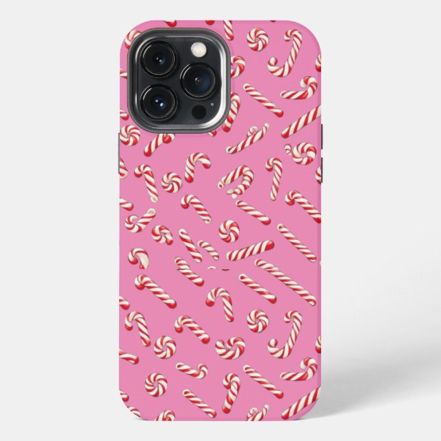 Pink Candy Cane Pattern iPhone Case (Back)