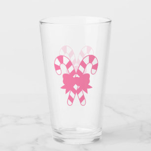 Pink Candy Canes with Bow Glass