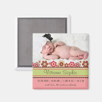 Pink Candy Daisies Girl's Birth Announcement Photo
