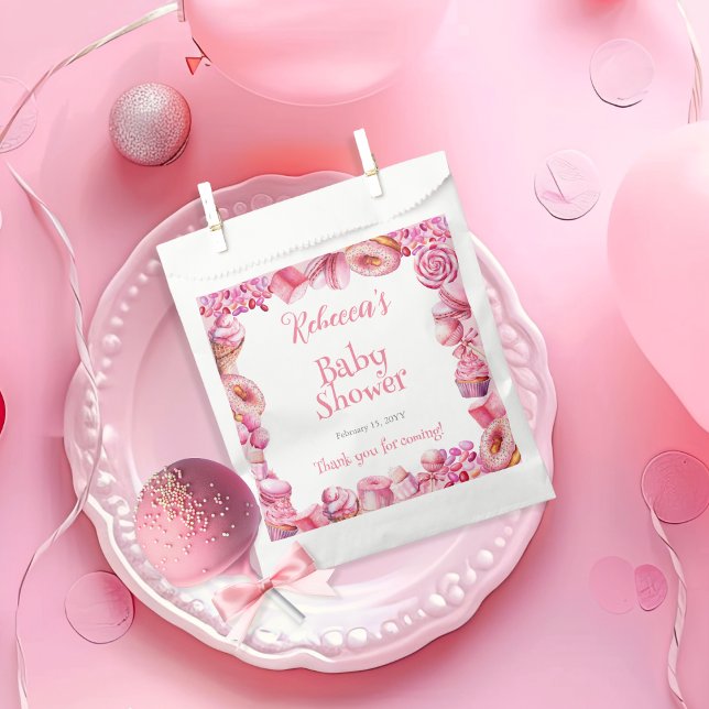Pink Candy Frame Girl Baby Shower Favour Bags (Pink Candy Frame Girl Baby Shower Favor Bags)