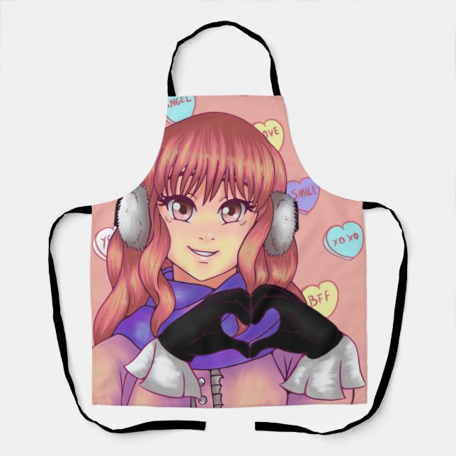 Pink Candy Heart Girl Apron (Front)