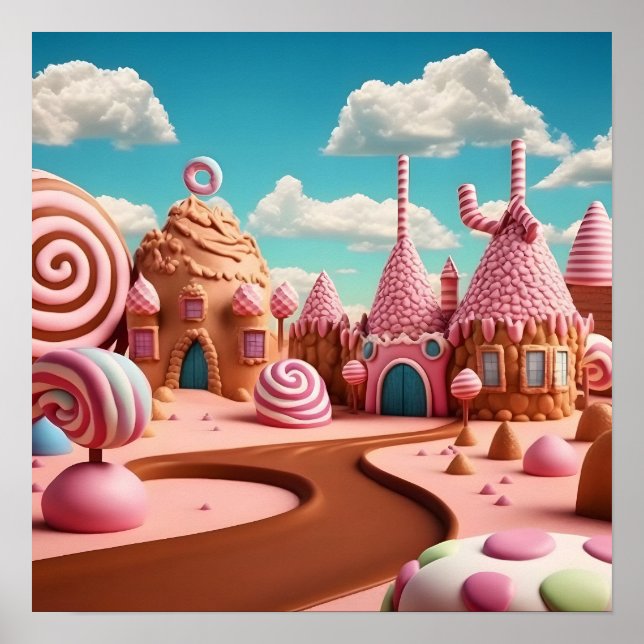 Pink Candy Land House Scene Poster (Front)