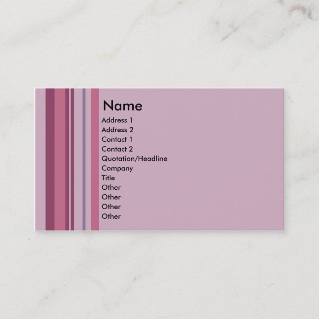 Pink Candy Stripe business cards (Front)