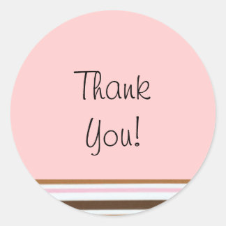 Pink Candy Stripe Thank You Label