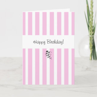 Pink Candy Stripes Birthday Card