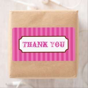 Pink Candy Stripes Thank You Party Business Labels