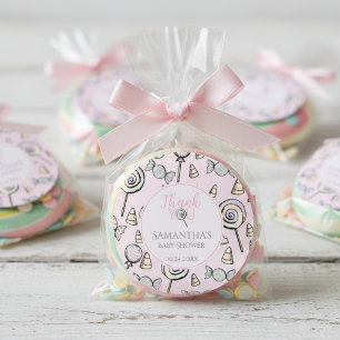 Pink Candy Themed Baby Shower Thank You Sticker